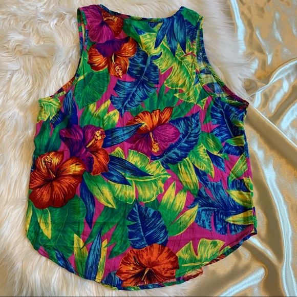 VTG Colorful Tropical Print Sleeveless Top - Picture 9 of 10